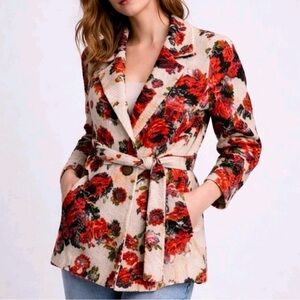 Anthropologie Sleeping On Snow 'Miss Rosie' floral wool-blend belted sweater